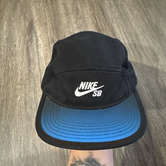 Nike Sb Other - Nike SB 5 Panel Hat Cap Black Canvas Blue Adjustable Skateboarding